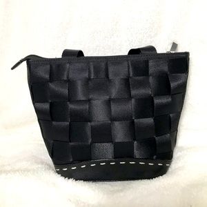 Crossbraided black leather bag. Perfect thank condition